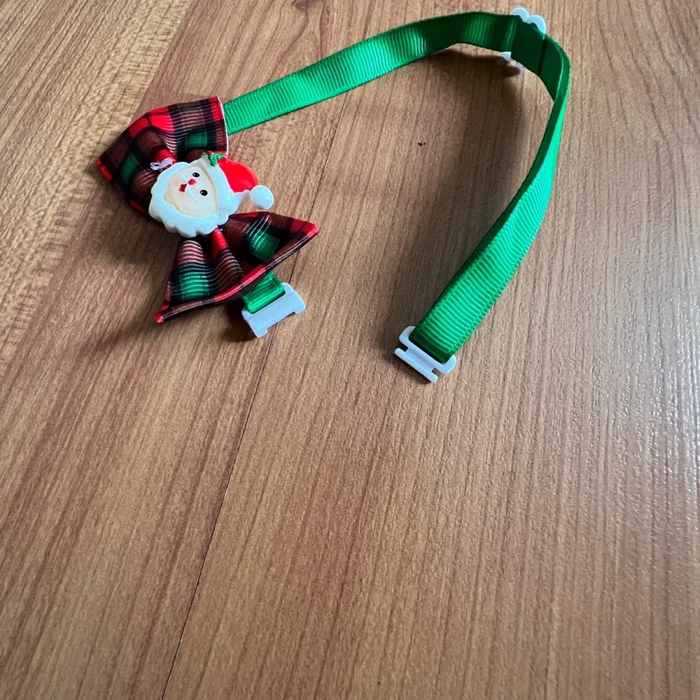 Christmas Santa plaid green cat/dog collar